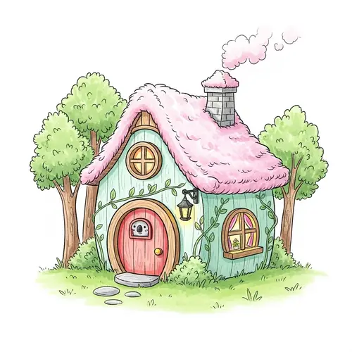 Cute Cozy Kawaii Koala House Drawing