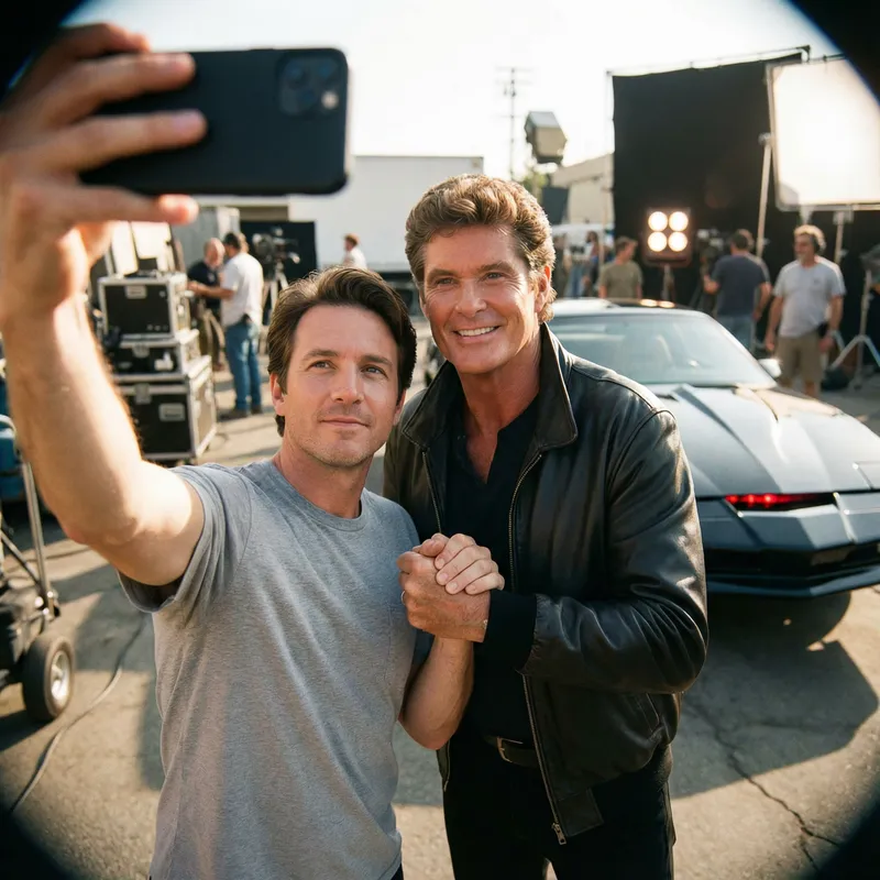 Epic Selfie with David Hasselhoff on Knight Rider Set