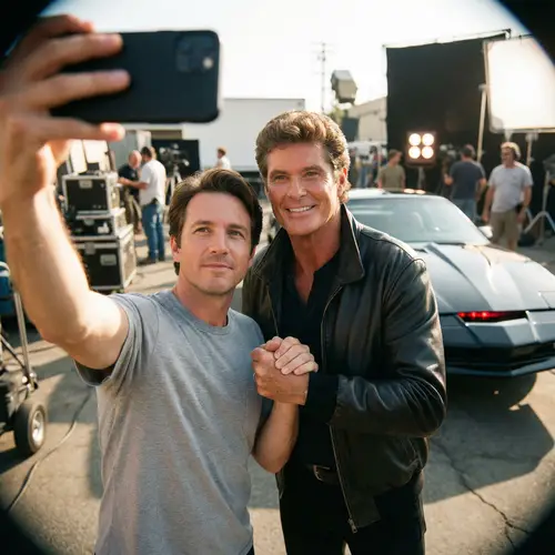Epic Selfie with David Hasselhoff on Knight Rider Set