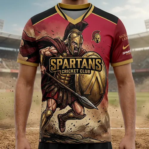 Bold Spartans Cricket Shirt Featuring King Leonidas
