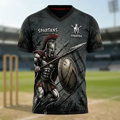 Bold Spartans Cricket Shirt Featuring King Leonidas
