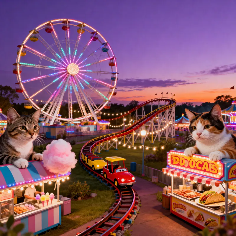 Vibrant Amusement Park Scene | Ferris Wheel & Festive Vibes