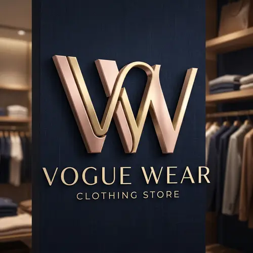 3D Logo Design for Clothing Store with 'V W' Letters
