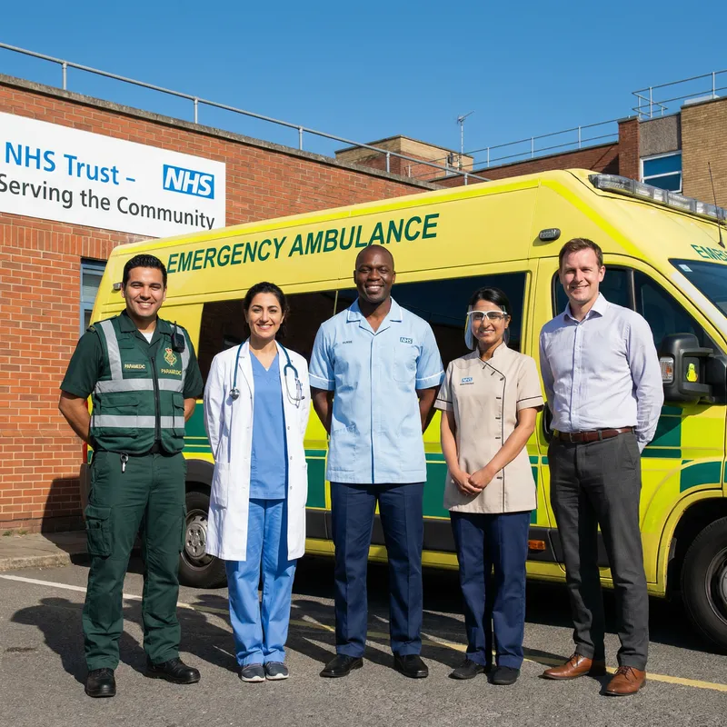 Diverse UK NHS Healthcare Team in Action Diverse UK NHS Healthcare Team in Action