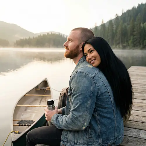 Couple in Serenity: Black Hair & Red Beard
