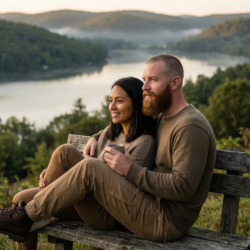 Couple in Serenity: Black Hair & Red Beard