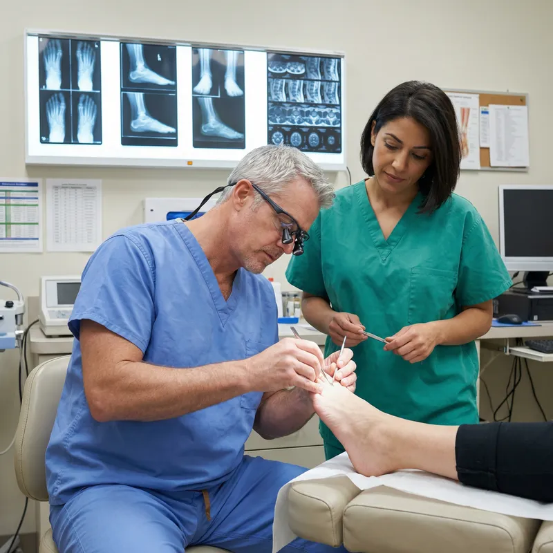 Orthopedic Surgery: Skilled Podiatrist & Assistant Operate on Patient's Foot Orthopedic Surgery: Skilled Podiatrist & Assistant Operate on Patient's Foot