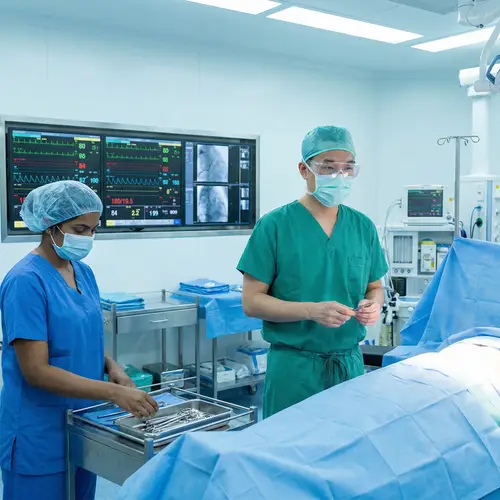 Professional Foot Surgery Room: East Asian Male Surgeon Prepares for Procedure