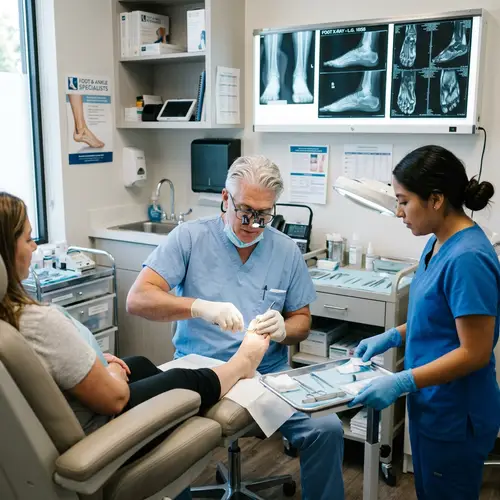 Modern Podiatry Clinic: Skilled Foot Doctor & Assistant in Action