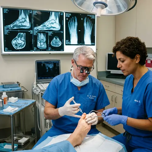 Expert Foot Specialist Performing Procedure in Fully Equipped Medical Room