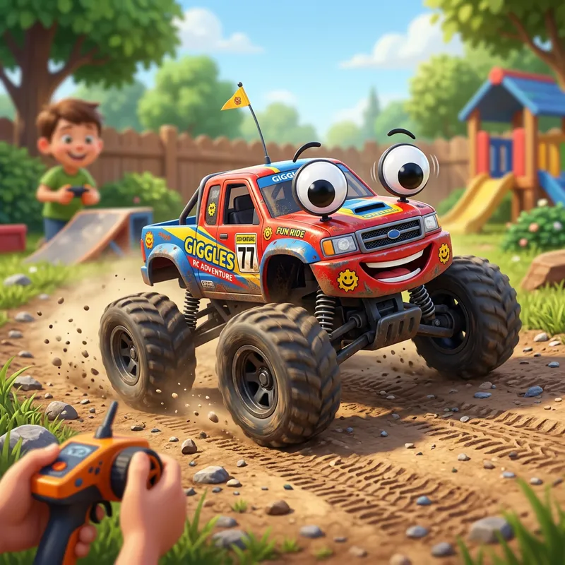 Playful RC Car with Googly Eyes - Pixar Style Fun
