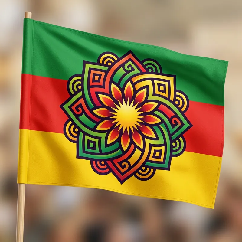 Diverse Alevism & Kurdish Flag, Unity in Vibrant Floral Design