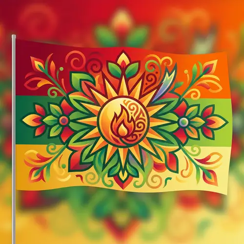 Vibrant Alevism & Kurdistan Flag with Abstract Floral Patterns