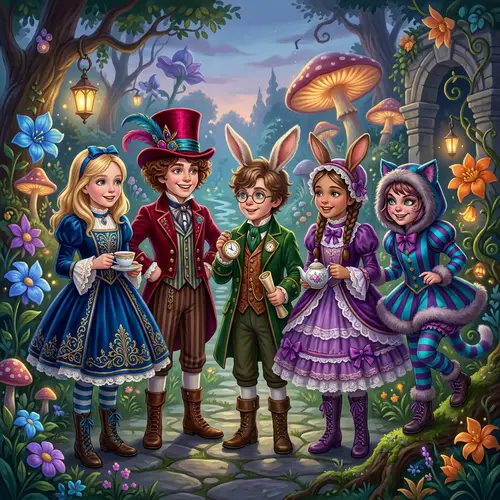 Wonderland Characters in Victorian Gem-Toned Costumes