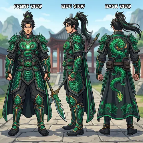 Anime-Style Chinese Male Armor Character Design