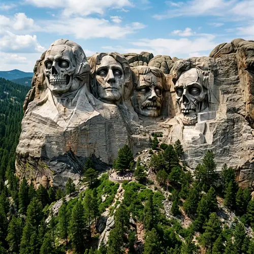 Zombie Mount Rushmore - Undead Presidents Monument Art