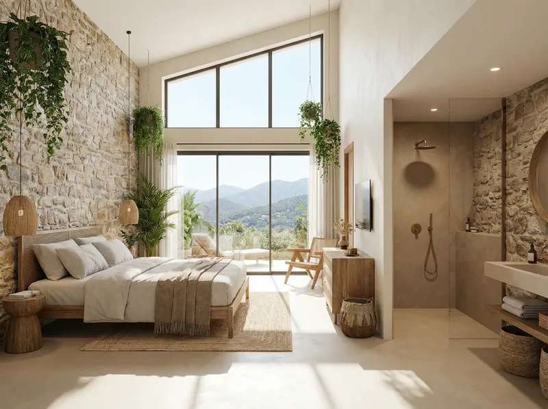 Airy Hotel Room with Stone Walls & Mountain View Airy Hotel Room with Stone Walls & Mountain View