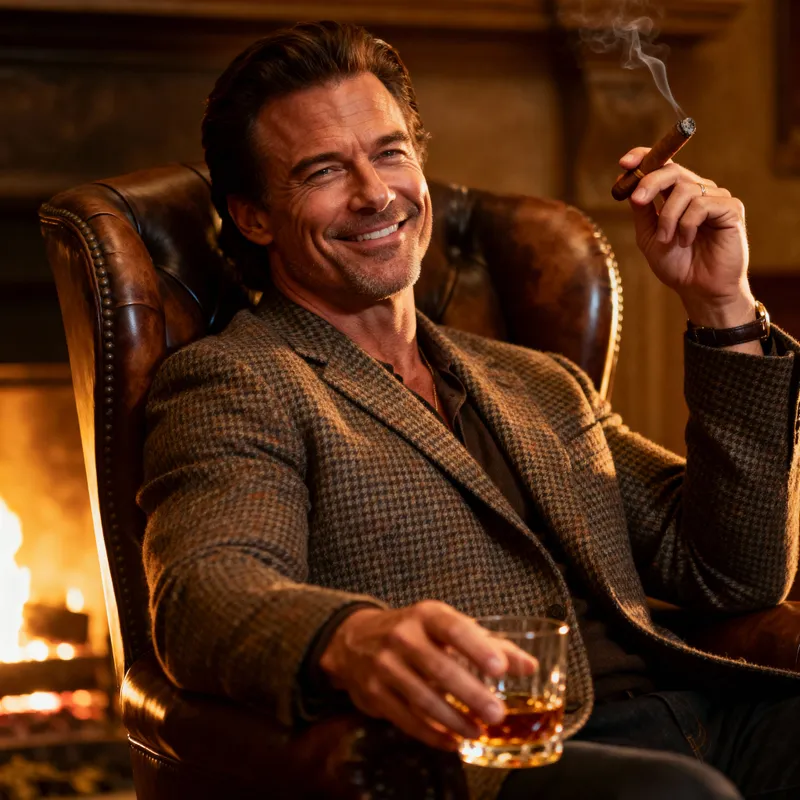 Confident Man in Tweed: Success and Elegance