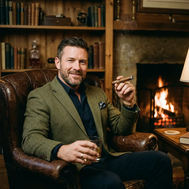 Confident Man in Tweed: Success and Elegance