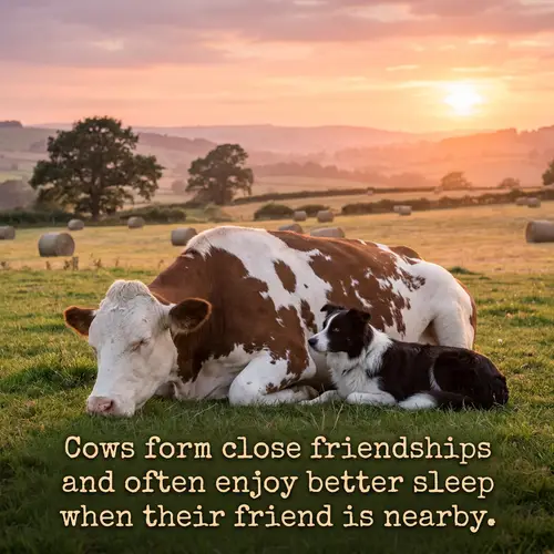Heartwarming Image of Cow and Border Collie Friendship