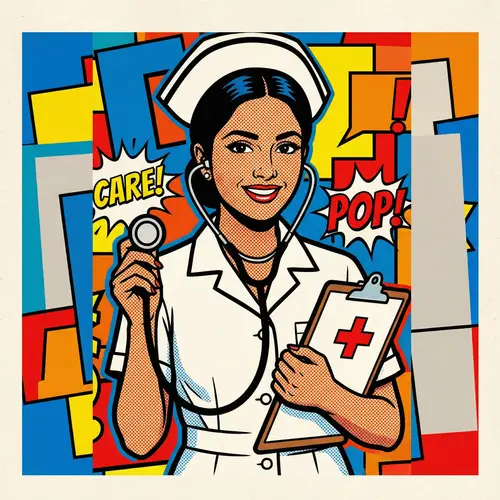 Pop Art Style Nurse of South Asian Descent