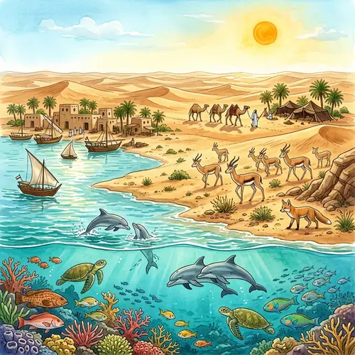 Wildlife and Marine Life in Kuwait - Old Times Illustration