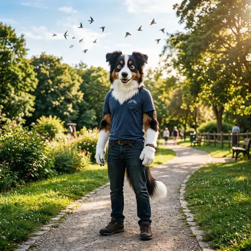 Humanoid Furry Character in Lush Park Setting