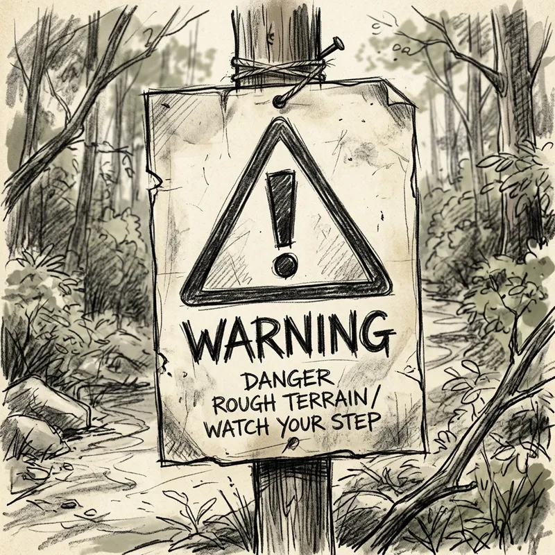 Sketch Style Warning Sign with Exclamation Mark
