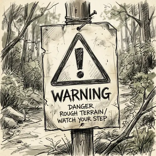 Sketch Style Warning Sign with Exclamation Mark