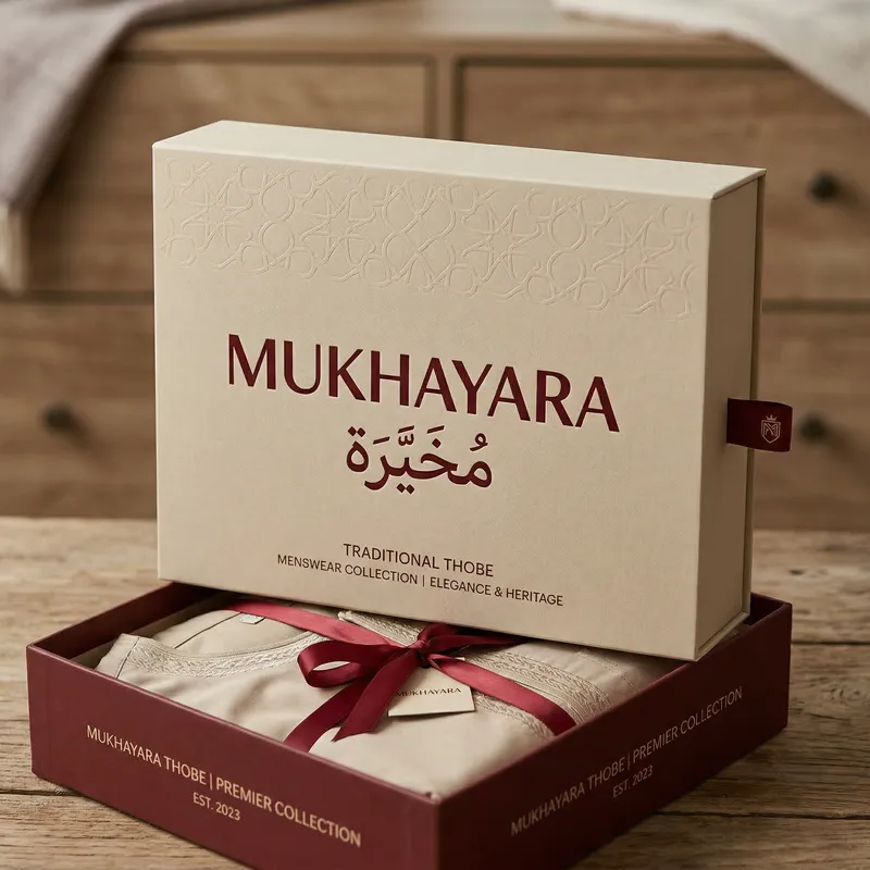 Modern Thobe Packaging Design - MUKHAYARA