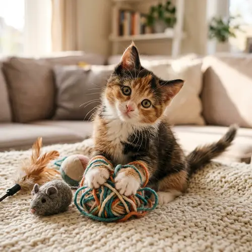 Adorable Ginger and White Kitten in Cozy Setting | Playful and Curious