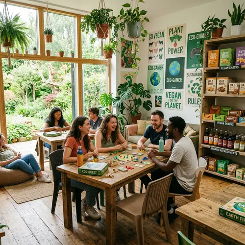 Vegan Game Room with Eco-Friendly Decor | Games & Snacks