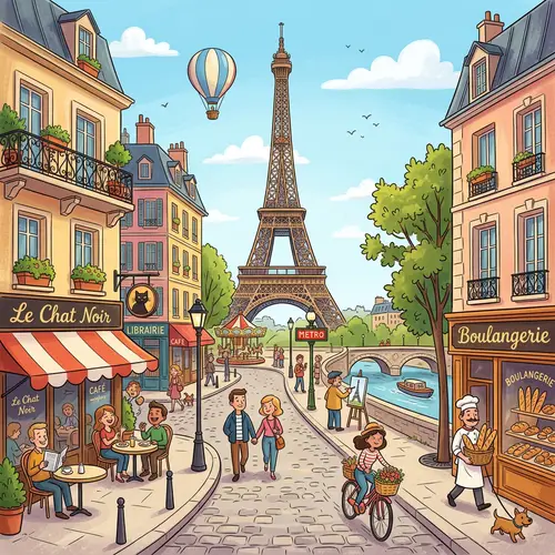 Charming Paris Cartoon Art
