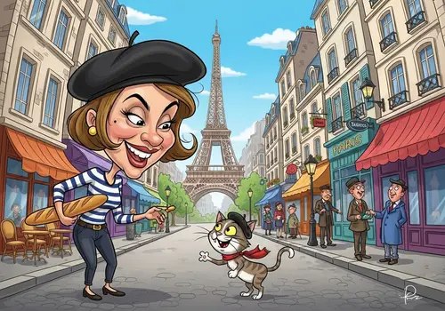 Charming Paris Cartoon Art