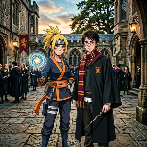 Female Protagonist with Golden Hair & Lightning Scar Boy