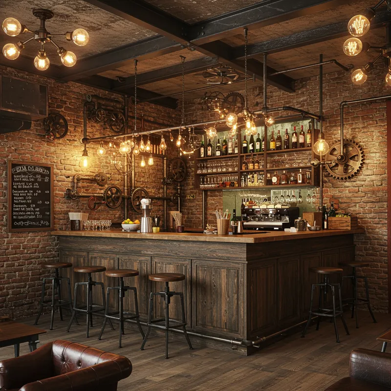 Industrial Style Bar Design Inspiration