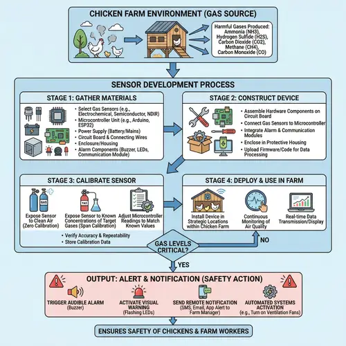 Gas Sensing Device for Chicken Farm: Flowchart & Steps