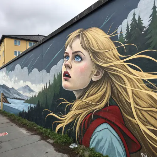 Scandinavian Girl Mural Inspired by Goya's Style
