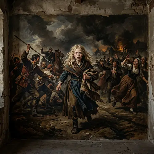 Scandinavian Girl Mural Inspired by Goya's Style