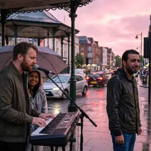 Romantic Piano Performance in the Rain