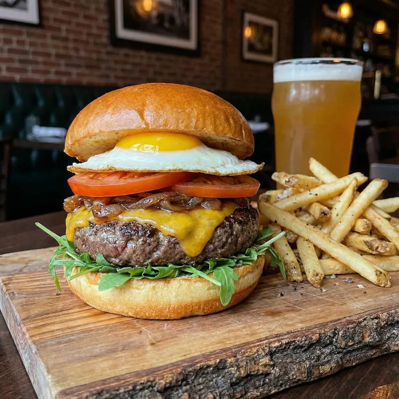 Delicious Gourmet Burger with Cheese & Vegetables