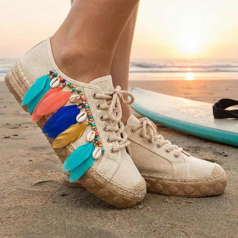 Summer Sneakers with Feather Accents
