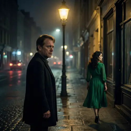 Emotional Encounter at Night: Man Staring at Ex Lover