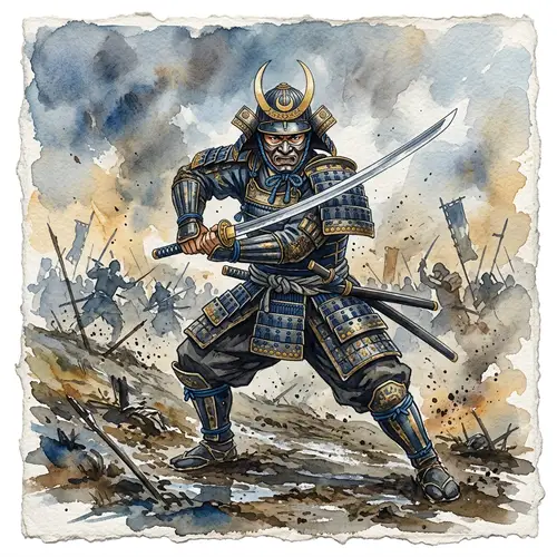 Samurai Warrior Watercolor Painting | Japanese Samurai Art