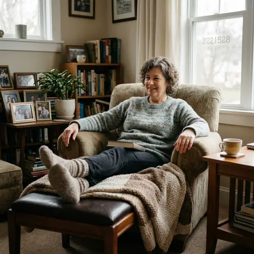 Aunt Relaxing with Her Feet Up