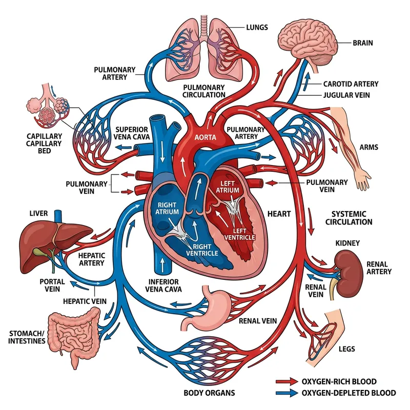 Human Circulatory System - Blood Circulation Diagram