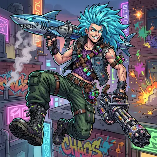 Male Jinx - Aqua-Haired Chaos Player