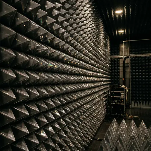 Dark Silver Pyramid Wall in Anechoic Chamber