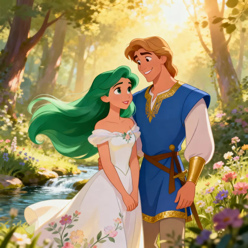 Daphne and Apollo in Classic Disney Style