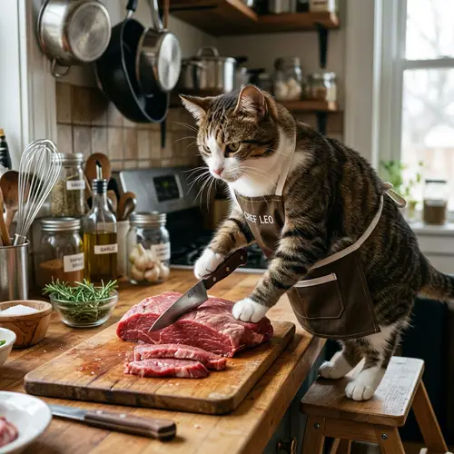 Chef Cat: Brown & White Culinary Master